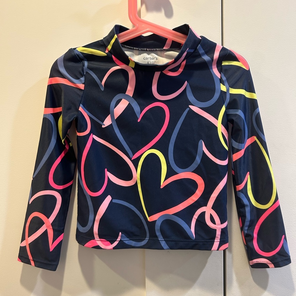 Carter's Navy Rash Guard with Colorful Heart Design
